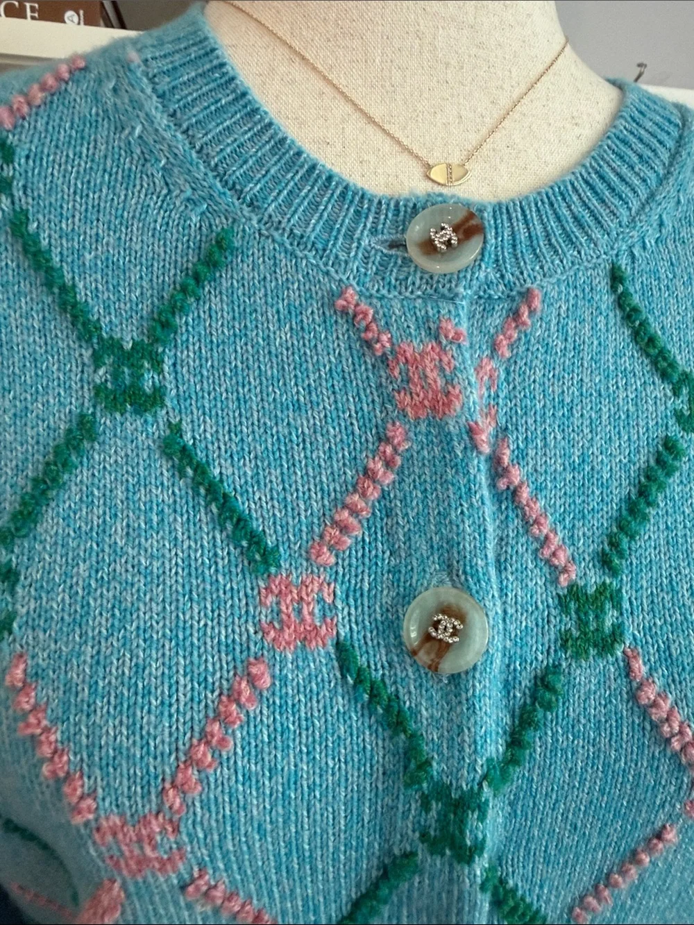 Chanel Cashmere CC Logo Cardigan Sweater